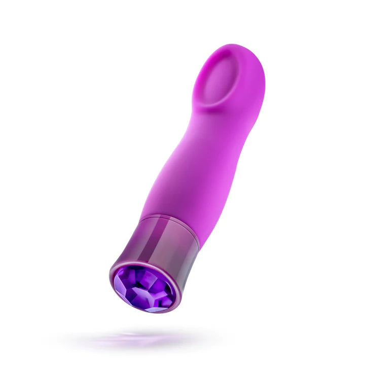 Oh My Gem Charm 5 Inch Warming G-Spot Vibrator in Amethyst - Made with Smooth Ultrasilk® Puria™ Silicone
