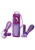 Fetish Fantasy Series Vibrating Nipple Pumps with Wired Remote Control - Purple