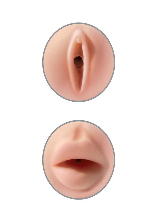 Pipedream Extreme Toyz Tight Grip Pussy & Mouth Masturbator - Pussy and Mouth - White/Vanilla