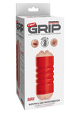 Pipedream Extreme Toyz Tight Grip Mouth & Ass Masturbator - Mouth and Butt - Red/Vanilla