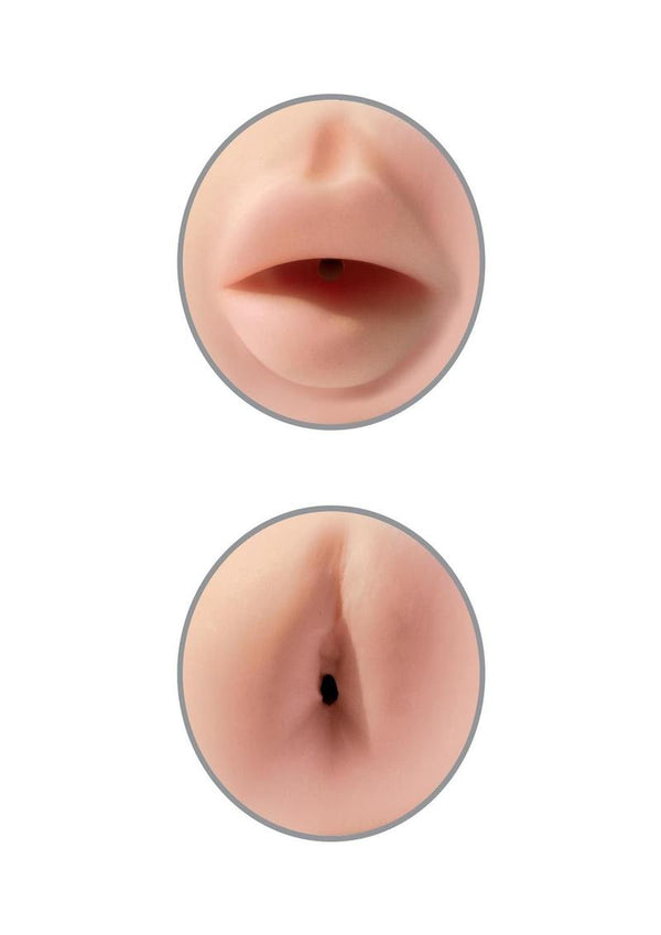 Pipedream Extreme Toyz Tight Grip Mouth & Ass Masturbator - Mouth and Butt - Red/Vanilla