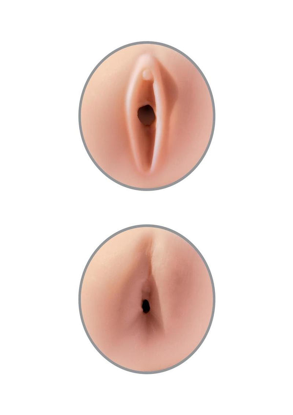 Pipedream Extreme Toyz Tight Grip Pussy & Ass Masturbator - Pussy and Butt - Black/Vanilla