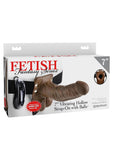 Fetish Fantasy Series Vibrating Hollow Strap-On Dildo with Balls and Harness with Wired Remote Control 7in - Chocolate