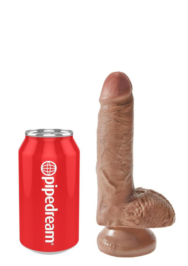 King Cock Dildo with Balls 7in - Caramel
