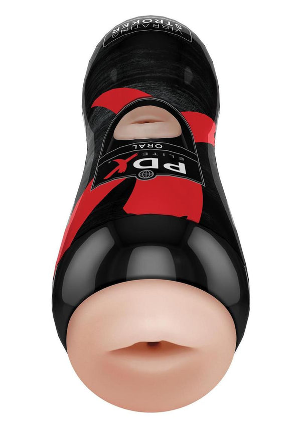 PDX Elite Vibrating Oral Masturbator with Bullet - Mouth - Vanilla/Black