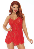 Leg Avenue Rose Lace Flair Chemise - Q - Red