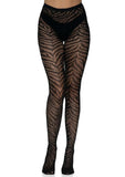 Leg Avenue Zebra Net Tights - OS - Black