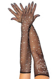 Leg Avenue Rhinestone Fishnet Opera Length Gloves - OS