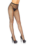 Leg Avenue Fishnet Crystalized Tights with Multi-Sized Iridescent Rhinestones - OS - Black