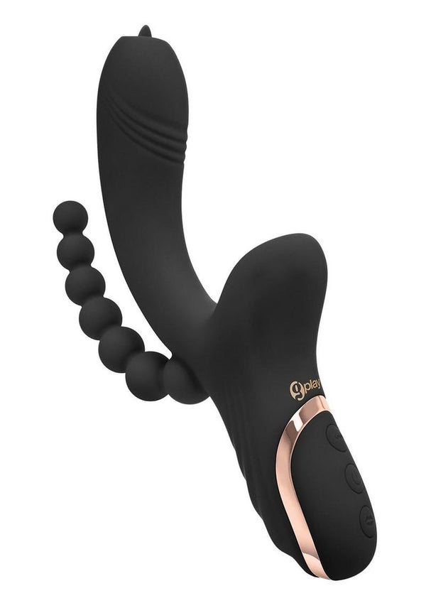 Bodywand G-Play Rechargeable Silicone G-Spot & Suction Vibrator with Anal Beads