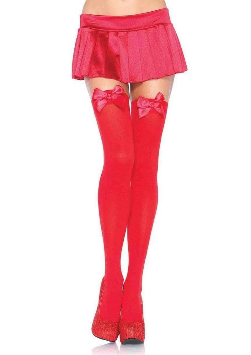 Leg Avenue Nylon Over The Knee with Bow - OS