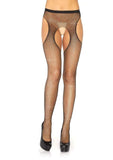 Leg Avenue Crystalized Fishnet Suspender Pantyhose - OS - Black