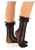 Leg Avenue Lace Ruffle Nylon Anklet with Mini Bow and Heart Accents - OS