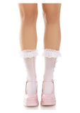 Leg Avenue Lace Ruffle Nylon Anklet with Mini Bow and Heart Accents - OS