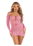 Leg Avenue Sweetheart Striped Tube Dress and Matching Shrug with Keyhole and Mini Bow Detail (2 Piece) - OS - Pink