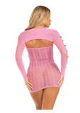 Leg Avenue Sweetheart Striped Tube Dress and Matching Shrug with Keyhole and Mini Bow Detail (2 Piece) - OS - Pink