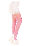 Leg Avenue Sweetheart Striped Net Tights with Keyhole and Mini Bow Detail  Pink
