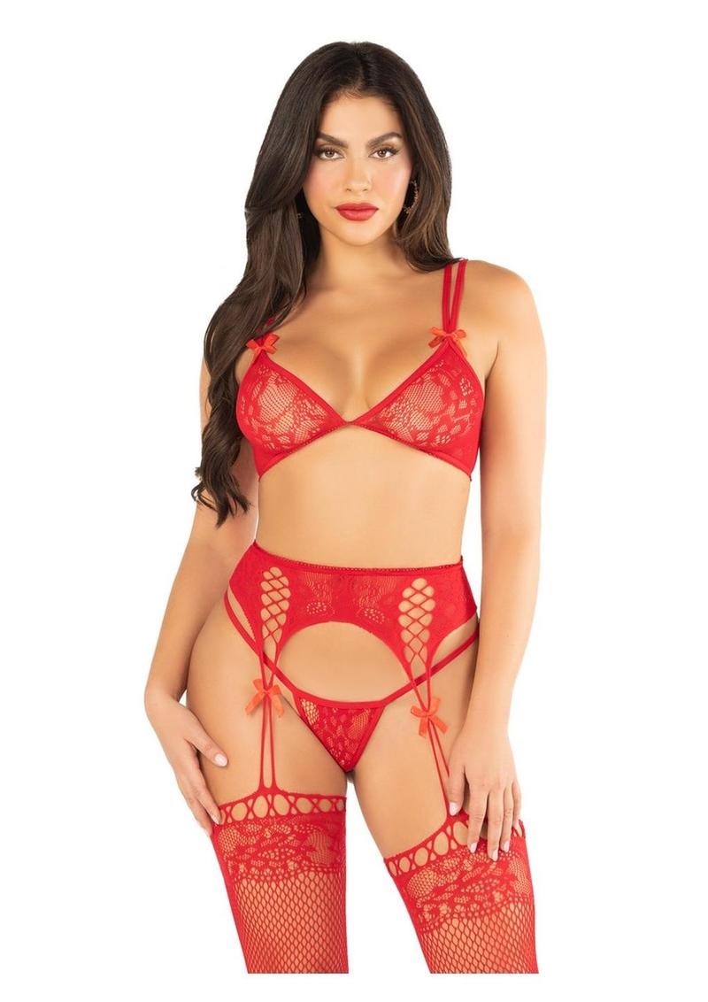 Leg Avenue Lace Bra Top with Dual Strap Detail, G-String Panty and Lac   The Love Store Online