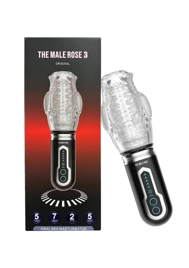 The Male Rose 3 Rechargeable Thrusting Rotating Masturbator - Black/Cl The Love Store Online The Male Rose 3 Rechargeable Thrusting Rotating Masturbator - Black/Cl The Love Store Online