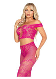 Leg Avenue Net and Lace Off-the-Shoulder Crop Top and Footless Tights (2 Piece)