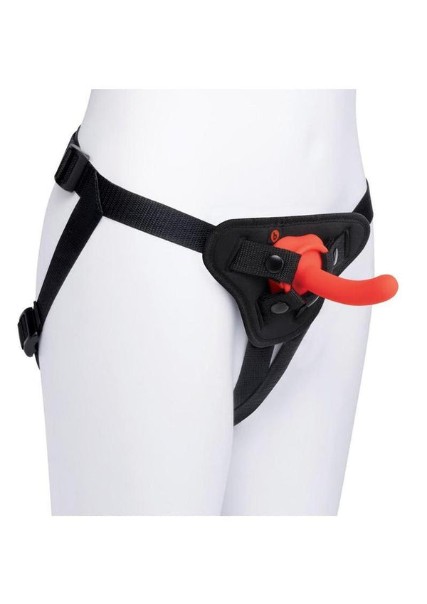 B Vibe Beginner Strap On Harness Set with Silicone Dildo Peg 5in - Orange