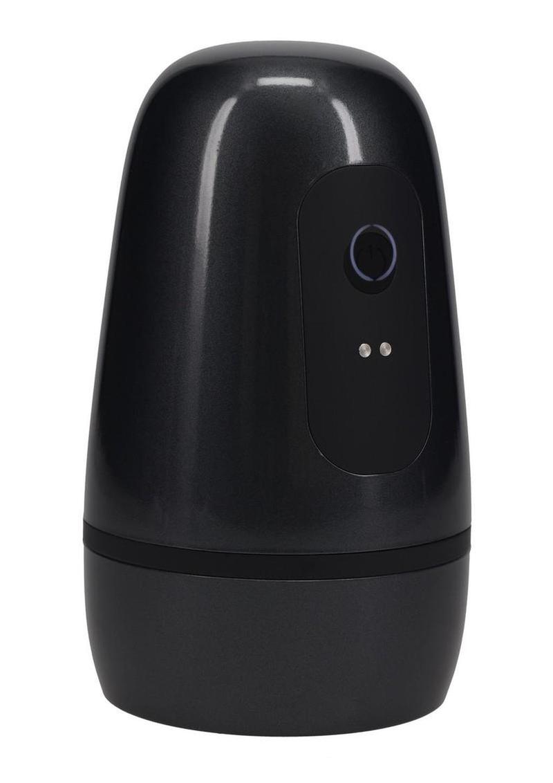 Pumped Vibrobator Pressure Suction 9 Function Vibrating Rechargeable Masturbator - Gun Metal