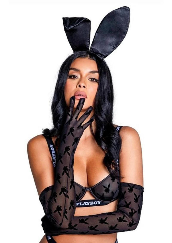 Playboy Bunny Noir Gloves - Black