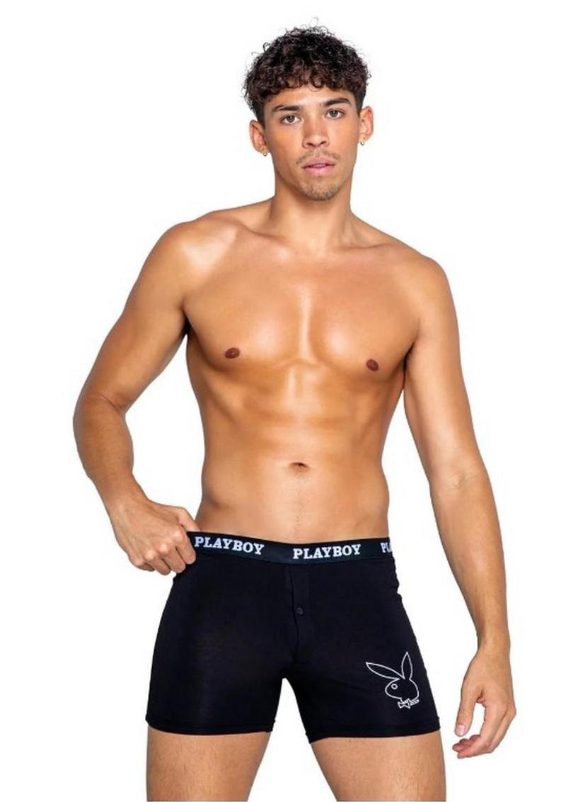 Playboy Mens Tuxedo Classic Boxer - Black/White