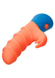 Rave Tickler Rechargeable Silicone Vibrator with Clitoral Stimulator - Orange/Blue