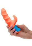 Rave Tickler Rechargeable Silicone Vibrator with Clitoral Stimulator - Orange/Blue