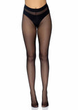 Leg Avenue Opaque Sheer To Waist Tights With Cotton Crotch - O/S