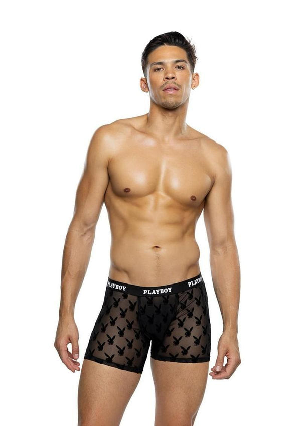 Playboy Men's Burnout Bunny Boxer Briefs