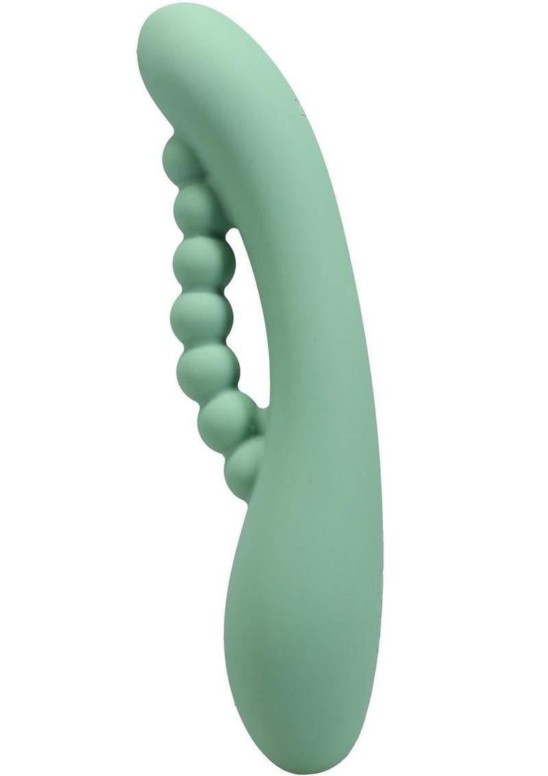 Polynesian Pleasures Into The C Kakui Me Rechargeable Silicone Vibrator with Clitoral Stimulator - Green