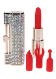 Loveline Diamond Lipstick Rechargeable Silicone Vibrator with Interchangeable Heads - Rainbow