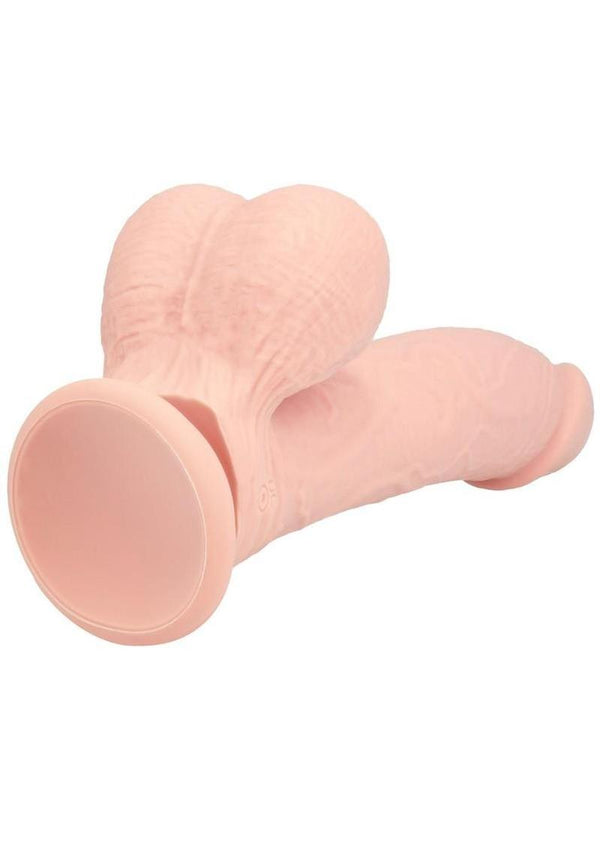 RealRock Rechargeable Silicone Dual Layered Vibrating Curved Dildo with Weighted Balls 6in