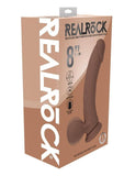 RealRock Rechargeable Silicone Dual Layered Vibrating Curved Dildo with Weighted Balls 8in