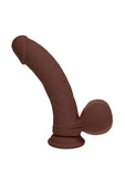 RealRock Rechargeable Silicone Dual Layered Vibrating Curved Dildo with Weighted Balls 6in - Chocolate