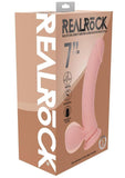 RealRock Rechargeable Silicone Dual Layered Vibrating Curved Dildo with Weighted Balls 7in