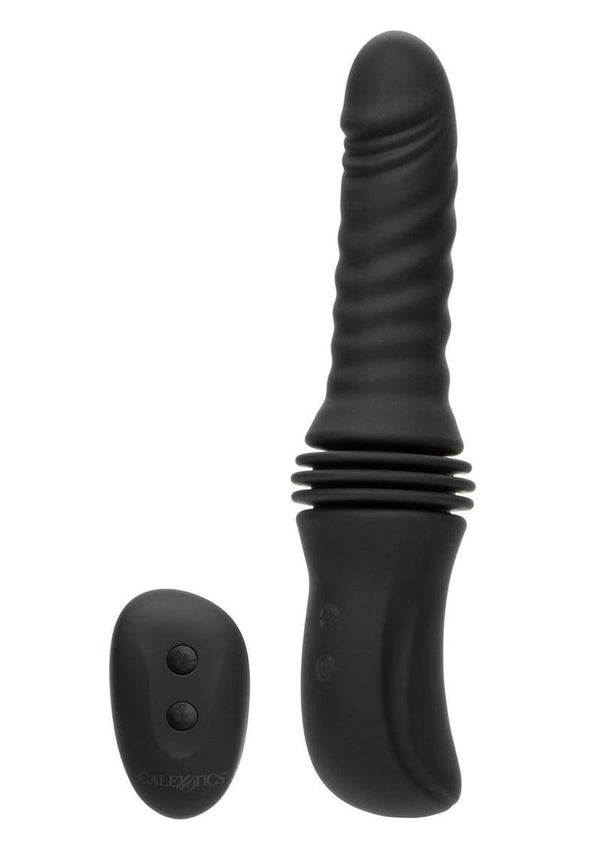 Overdrive Rechargeable Silicone Sex Machine Waterproof Thruster with Remote Control - Black