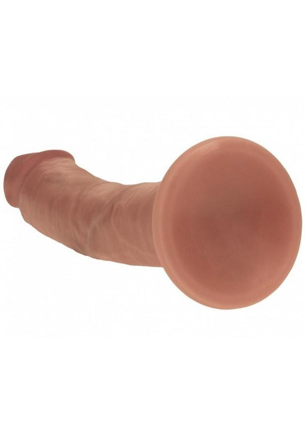 RealRock Dual Layered Silicone Curved Realistic Dildo with Suction Cup 8in