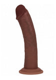 Realrock Dual Layered Rechargeable Silicone Curved Realistic Vibrating Dildo with Suction Cup 8in