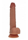 RealRock Dual Layered Silicone Realistic Vibrating Thrusting Dildo with Balls and Suction Cup 7in