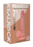 RealRock Dual Layered Silicone Realistic Vibrating Thrusting Dildo with Balls and Suction Cup 7in