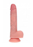 RealRock Dual Layered Silicone Realistic Vibrating Thrusting Dildo with Balls and Suction Cup 7in