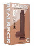 RealRock Dual Layered Silicone Realistic Vibrating Thrusting Dildo with Balls and Suction Cup 8in