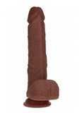 RealRock Dual Layered Silicone Realistic Vibrating Thrusting Dildo with Balls and Suction Cup 8in