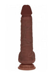 RealRock Dual Layered Silicone Realistic Vibrating Thrusting Dildo with Balls and Suction Cup 8in