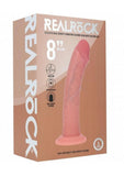 Realrock Dual Layered Rechargeable Silicone Curved Realistic Vibrating Dildo with Suction Cup 8in