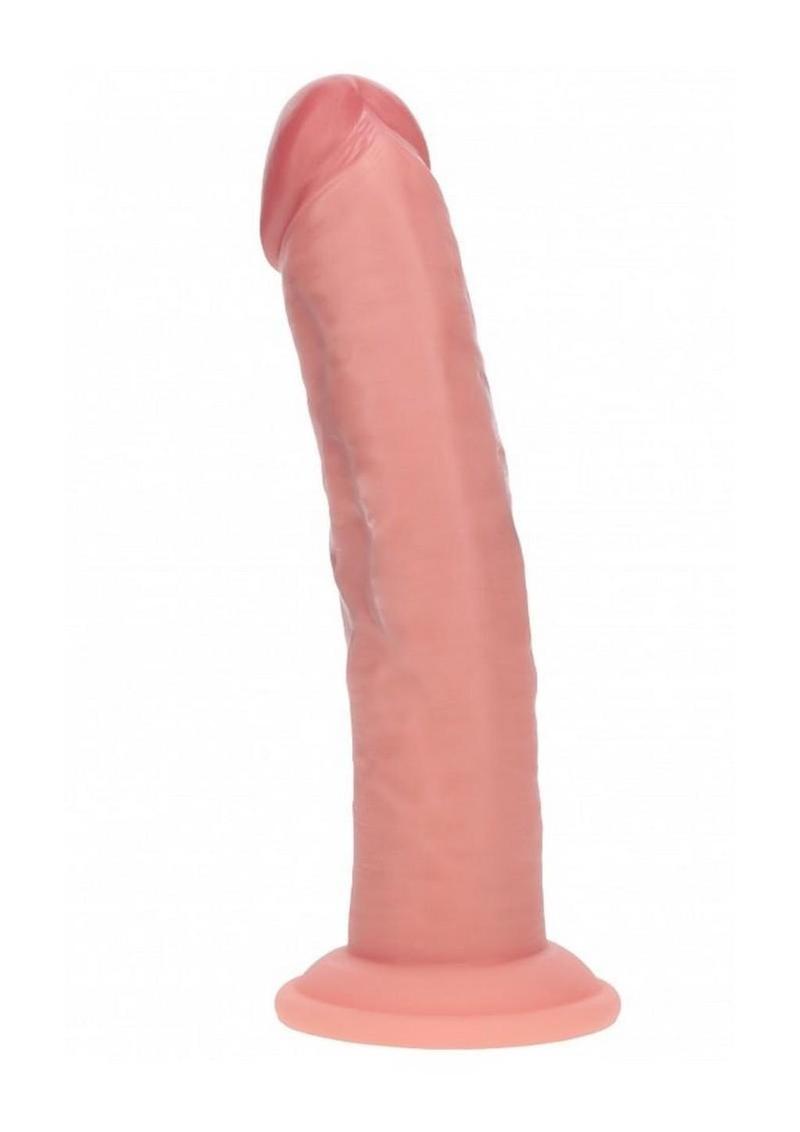 Realrock Dual Layered Rechargeable Silicone Curved Realistic Vibrating Dildo with Suction Cup 8in