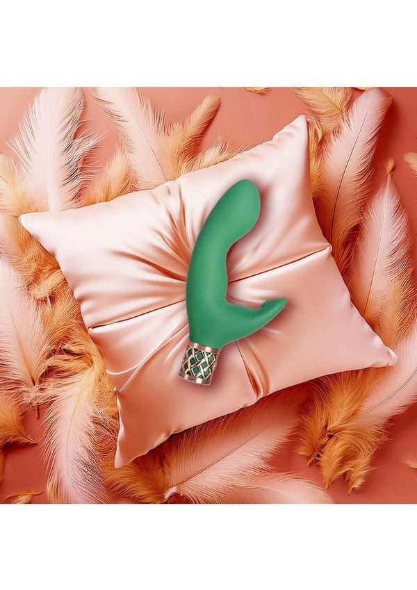 Pillow Talk Secrets Sinful Rechargeable Silicone Dual Vibrating Wand - Green